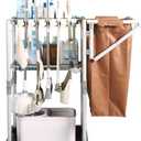 Janitorial cart Housekeeping cart Cleaning Cart on Wheels Housekeeping Caddy with Shelves Broom mop Holder