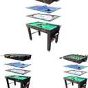 KICK Quad 48 4-in-1 Multi Game Table - Combo Game Table Set - Foosball, Billiards/Pool, Glide Hockey and Table Tennis for Home, Game Room, Friends and Family! (Brown)