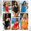 SHAPELLX Women One Piece Swimsuits Tummy Control Bathing Suits Push Up Slimming Swimwear with Built-in Bra V Neck XL