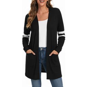 Lightweight Cardigan for Women Long Sleeve Sweater Office (M)