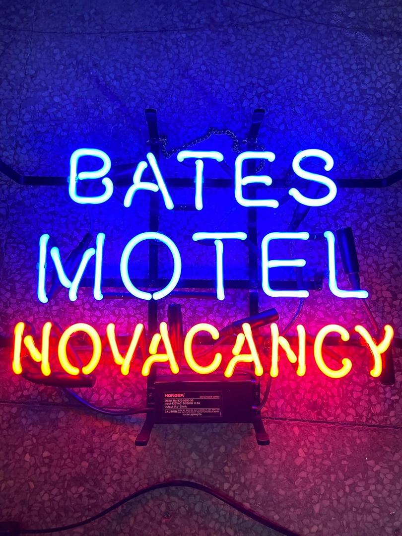 Neon Signs Beer Bates Motel No Vacancy Glass Neon Signs for Wall Decor Man Cave Pub Cafe Party Neon Light Art Wall Lights