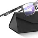IBOANN Blue Light Glasses for Men - Lightweight Al-Mg Metal, Gaming Computer Blocking Glasses, Eye Protection Anti Eyestrain (Silver)