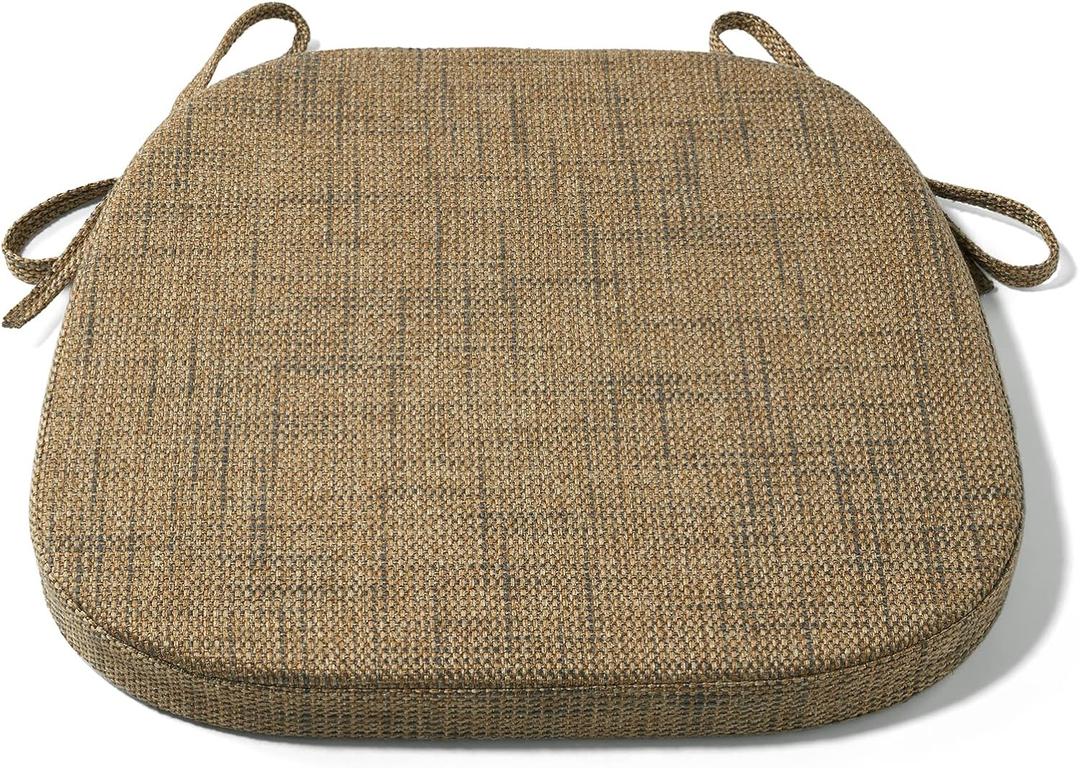 Tromlycs U Shaped Kitchen Chair Seat Cushion Pad for Dining Room Chairs with Ties 15x16 inches Burlap Linen, 1 Count