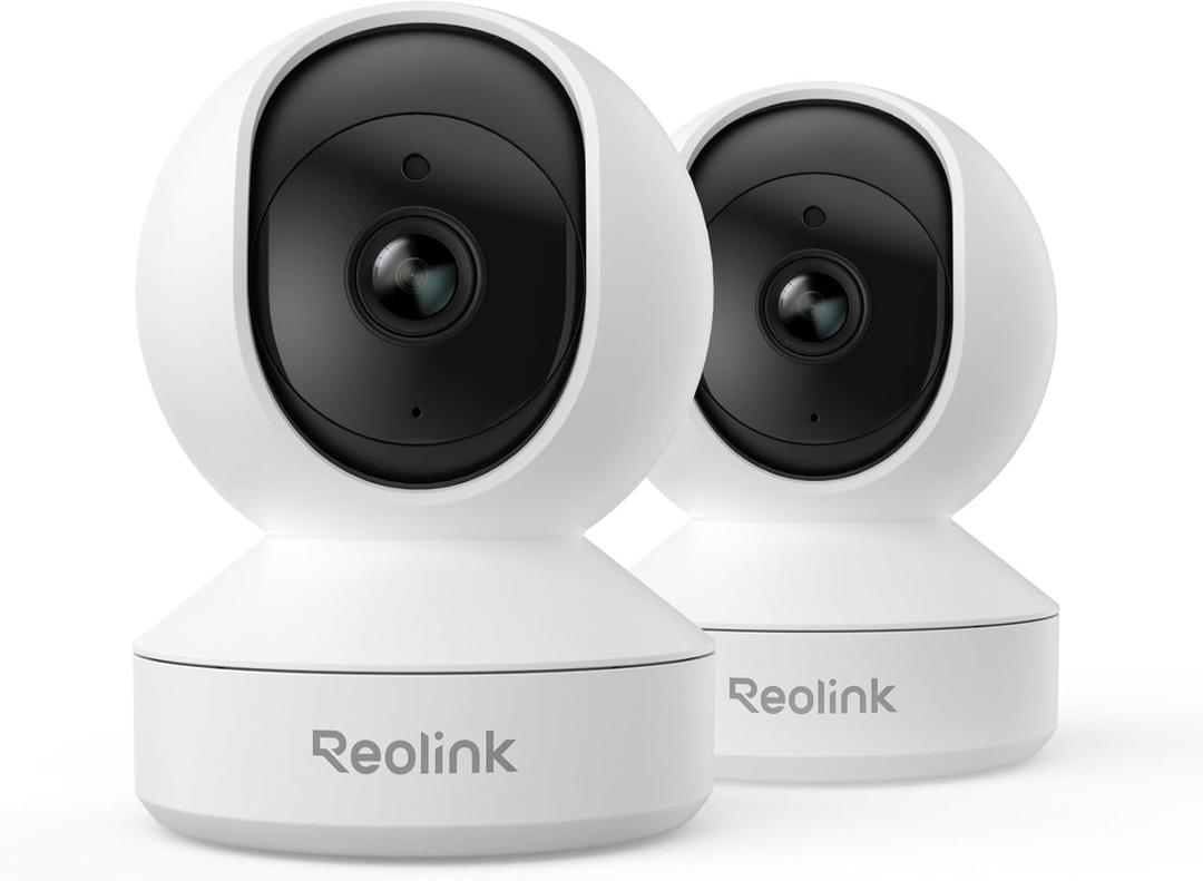 REOLINK Home Security Camera System, 4MP HD Plug-in Indoor WiFi 6 Pan Tilt Pet Camera, Baby Monitor, Night Vision, 2 Way Talk, Smart Human/Pet Detection, Local microSD Card Storage, E1(2 Pack)