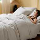 Bedsure Cooling Duvet Cover Queen Size, Cotton & Viscose Derived from Bamboo Duvet Cover Set, PureWoven Ultra-Soft, Breathable & Lightweight Home Bedding for All Seasons (Linen,90"x90")