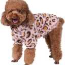 GreenJoy Leopard Print Dog Sweater  Stretchy Fleece Dog Turtleneck Sweatshirt for Puppies & Cats, Soft & Warm Pet Winter Clothes for Small, Medium & Large Dogs (Pink, Medium)