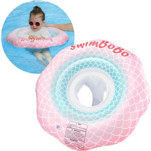 Swimbobo Inflatable Baby Swimming Float with Safe Seat for Age 6-36 Months Toddler (Pink Mermaid)
