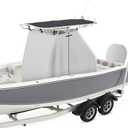 900D Waterproof T-Top Boat Center Console Cover with Motor Cover, Heavy Duty Marine Grade Polyester Fabric, Fit T-Top Center Console 83" L 55" W 72" H, Gray