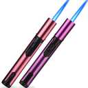 PROMISE Torch Lighters, Butane Lighters Refillable Single Jet Flame for Candle Grill BBQ Camping (Pink& Purple)