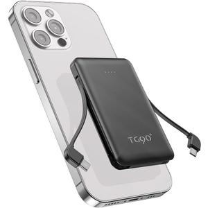 TG90 Power Bank 6000mah Portable Battery Charger, Mini Power Bank with Built-in Cables Portable Phone Charger