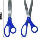 Grand Opening Blue Ribbon Cutting Ceremony Kit - 25" Giant Scissors with Blue Satin Ribbon, Banner, Balloons,Bows and More Supplies Grand Opening Decorations for Business