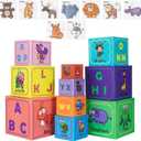 Nesting and Stacking Blocks Stacking Toys for Toddlers Plus Animal Puzzle Toys Set Alphabet ABC Blocks Sorting & Stacking Educational Toys Montessori Toys Stackable Toys for Toddlers Ages 1-3