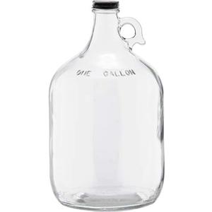 1 Gallon (128oz) Glass Fermenting Jug with Handle, Black Polyseal Lid & Cap (Pack of 1)