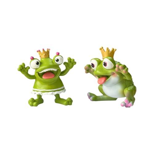 WUYUNTAI Frog Figurines Ornament Resin Mini Frogs, Frogs Gifts for Women, Cute Couple Frog Decor Crown Frog Valentine's Day Gift (Prince+Princess)