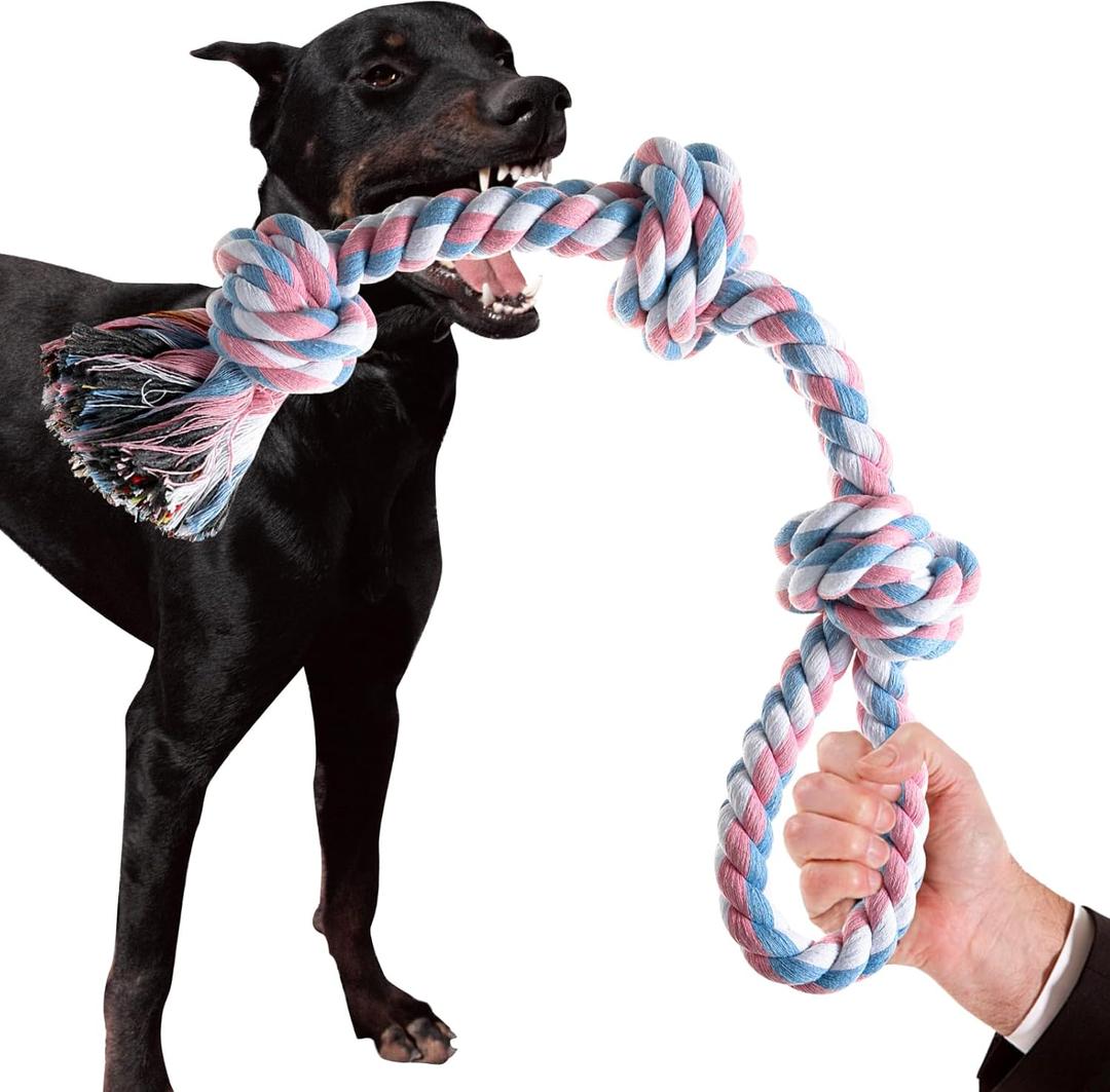 XIGOU Indestructible Dog Toys - Tough Puppy Chew Toys for Aggressive Chewers, Dental Cleaning Tug of War Toy, Great for Small to Large Breeds