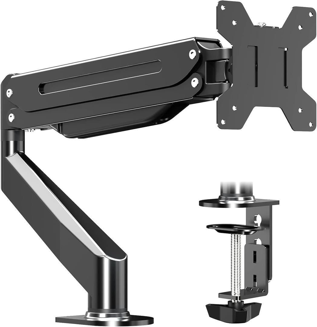 Suptek Monitor Mount Gas Spring Monitor Arm Desk Mount Fully Adjustable Fits 17 20 22 23 24 26 27 32 35 inch Monitors Weight Capacity up to 24.25 lbs (black)