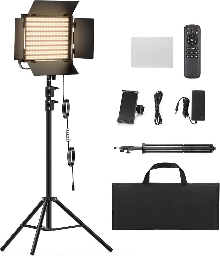 RGB Photography Lighting Kit, 50W Bi-Color Professional LED Studio Lights, 2300k~8500k Dimmable Photo Lights for Photography Filming Camera Video Recording Stage Shooting Streaming YouTube TikTok