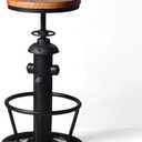 Industrial Bar Stools Kitchen Island Dining Chairs Swivel Wooden Seat Bar Counter Height Adjustable 25-31inch, Style: Solid Wooden Seat