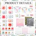 Wavwavw 44 Pcs DIY Pink Graduation Cap Decorations Accessory Kit 3D Artificial Flowers Butterfly Decals Rhinestone Pearl Stickers Letter Stickers Glitter Paper for Grad Hats Decor