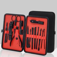 Professional Stainless Steel Nail Clipper Travel & Grooming Kit Nail Tools Manicure & Pedicure Set of 18pcs with Luxurious Case (Black/White)