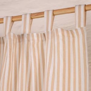 Gauze Ticking Striped Curtains, Boho Linen Gauze Tab Top Hanging Light Filtering Pinstripe Cafe Curtains 2 Panel Curtain Drapes for Living Room Home Décor Beige on White (45"x26" Each Panel)