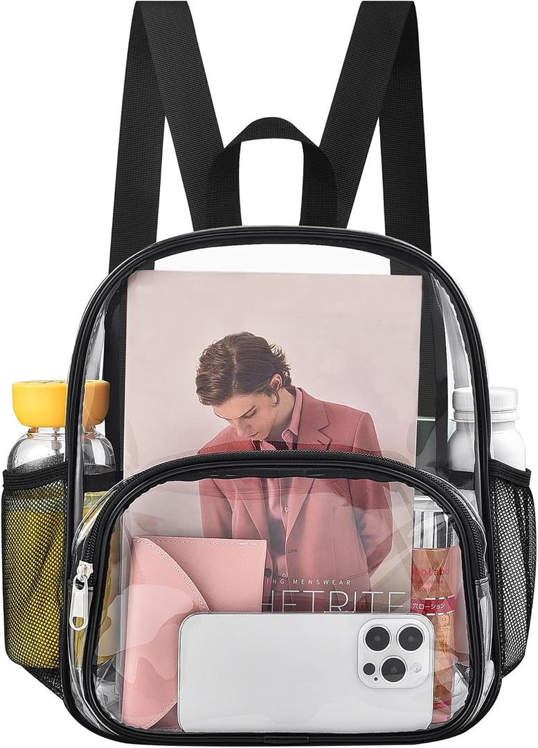 Busiuw Clear Backpack for Stadium Events Clear Backpack 12x12x6 with Front Pocket for Concert Sport Fashion Women Backpack Events Work Travel