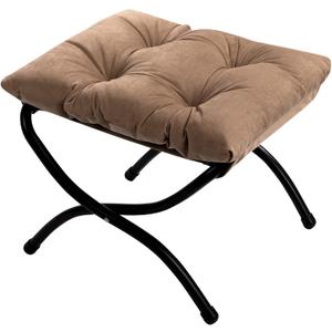 HollyHOME 15"(H) Folding Footrest Stool, Upholstered Small Foldable Ottoman, Accent Padded Sofa Foot Stool for Lazy Chair, Metal Frame Portable Foot Rest Ottoman for Living Room, Bedroom, Dark Brown