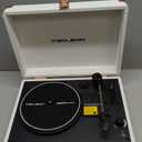 Vinyl Record Player Bluetooth Vintage 3-Speed Portable Suitcase Turntables with Built-in Speakers, Belt-Driven LP Player Support USB Recording AUX-in RCA Line Out Headphone Jack, White (White Rose Gold)