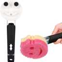 Smile Sponge Dish Wand Holder for Round Smiley Face Sponge Soap Dispensing Handle Upgraded Design, Black