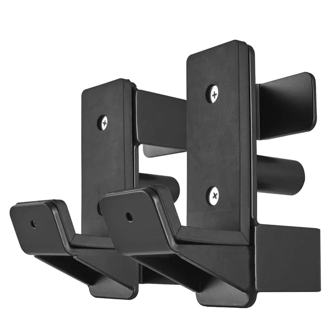 J Hooks for 2" x 2" Power Rack, Rubber Pad J-Hook for Power Cage, Bottom Reinforced Steel J Cups for Squat Rack, Heavy Duty Barbell Holder, Black