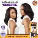 Sensationnel Curls Kinksandco Kinkyedges Wig - Kinky Layered Blow Out 14 Inch 13X6 Lace Frontal Natural Kinkytexture Edged Hairline for Natural 3C to 4C Hair Textures (1B OFFBLACK)