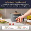 Elite Gourmet NOODLE EXPRESS Hot Pot, Prepare Ramen, Rice, Soups, Stews, Boil Water, Stainless-Steel Interior, Glass Lid, High/Low/Off Settings, Grey