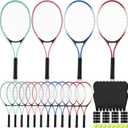 16 Pcs Tennis Rackets for Adult Recreational 8 Players 27" Tennis Racquet Bulk Lightweight Tennis Racket with 8 Tennis Balls for Training Beginners with Overgrips Carry Bag