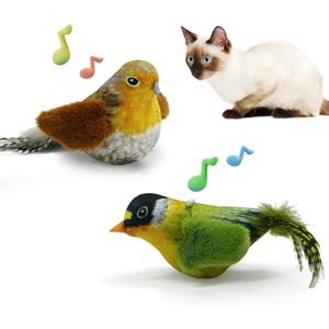 LEWISER Cat Toys Chirping Tit 2 Pcs with Catnip SilverVine, Suitable for Cat Wand Toys, Simulation Bird Design, Interactive Toys for Indoor Kitty Kitten Exercise, Green and Ground