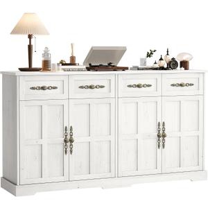 Garvee 60" W Sideboard Buffet Cabinet with Storage, Kitchen Cabinet, White