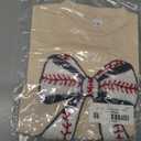 Nibbcoa Newborn Baseball Outfit Baby Girl Baseball Bow Embroidery Bubble Romper Short Sleeve One Piece Sweater Bodysuit (Beige, 0-3 Months) (Beige)