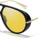 TJUTR Oversized Aviator Sunglasses for Women & Men, Retro Luxury Designer Sunglasses Big Shield Shades with UV Protection