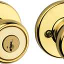 Kwikset Tylo Entry Door Knob with Lock and Key, Secure Keyed Handle Exterior, Front Entrance and Bedroom, Polished Brass, Pick Resistant SmartKey Rekey Security (1 Pack)