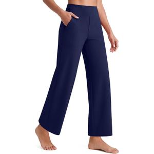 G4Free EverGoing Wide Leg Ankle Pants for Women 7/8 Length Yoga Dress Pants High Waist Stretch with Pockets Casual Work