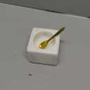 Creative Co-Op Square Marble Bowl with Brass Spoon, White (3")