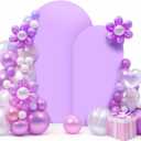 LEBENGURU Set of 2 Upgraded Wedding Arch Cover,Purple Spandex Fitted Arch Backdrop Cover, Round Top Chiara Stand Covers for Birthday Party Baby Shower Banquet Balloon Dcor(6FT,7.2ft)