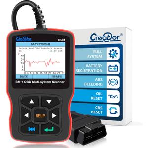 Creator C501 OBD2 Scanner Fit for BMW Mini Full Systems OBD-II Diagnostic Tool with Battery Registration Oil Reset CBS Reset ABS SRS OBD Scan Tool Code Reader [Update of C110+ C310+ C410 C420]