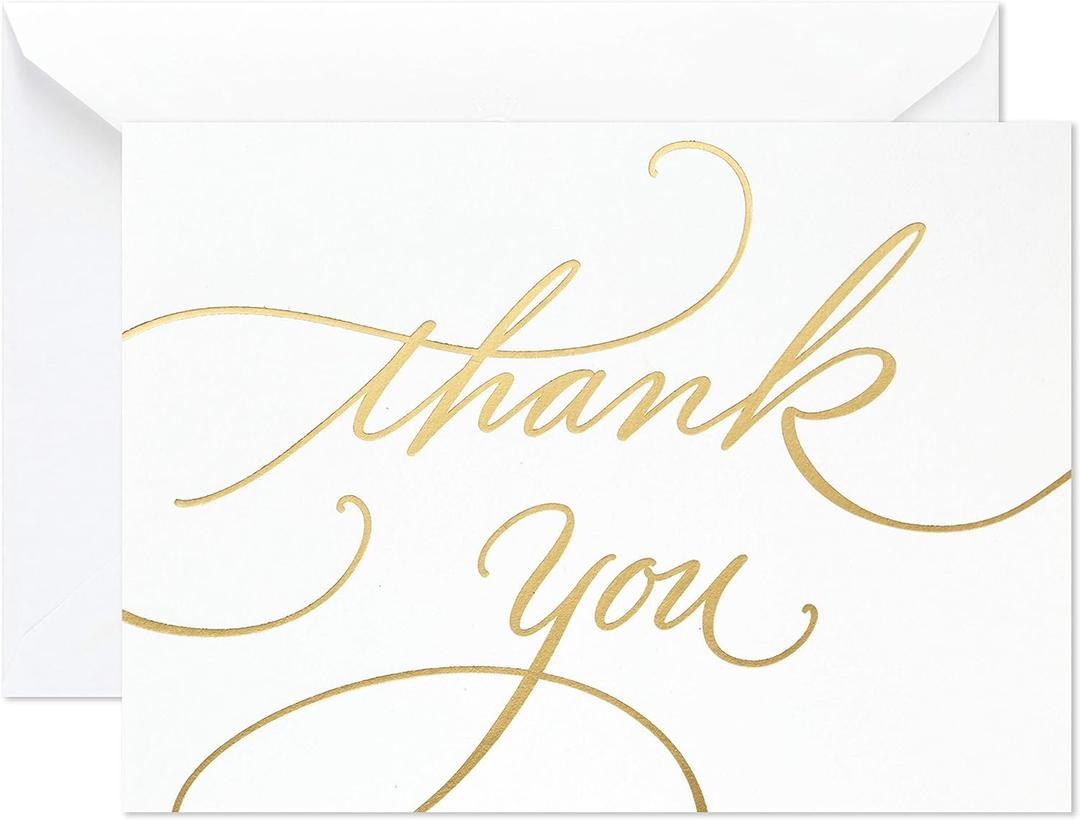 Hallmark Thank You Cards, Gold Foil Script (100 Thank You Notes with Envelopes) for Wedding, Baby Shower, Bridal Shower, Graduation