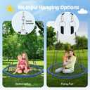 Trekassy 45" 750lbs Spider Web Tree Swing for Kids & Adults, Outdoor Steel Frame Saucer Net Swing with Swivel, Adjustable Ropes + 2 Tree Hanging Straps - Blue (Patented)