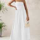 PRETTYGARDEN Women 2026 Summer Elegant Strapless Maxi Dress Tube Top Dress A Line Flowy Long Wedding Party Cocktail Dresses (White, XS)