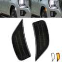 ROCCS Amber & White LED Side Marker Lights for 2021-2024 GMC Yukon/Yukon XL/Yukon Denali/Chevy Tahoe/Suburban/Escalade/Escalade ESV - Amber Turn Signal White DRL Parking Cargo Fender Light Accessories (Smoked)