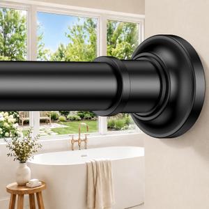 Black Long Curtain Rod Tension Shower Curtain Rods 30-120 in 1.1"