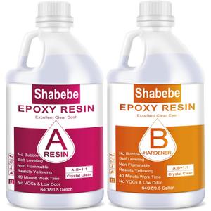Epoxy Resin, 1Gallon Epoxy Resin Crystal Clear, Not-Yellowing No-Bubble, Self Leveling Easy-Pour Easy Mix 1:1 Casting Kit &Coating for DIY Jewelry Making, Art Resina Clear Crafts, Molds, River Tables