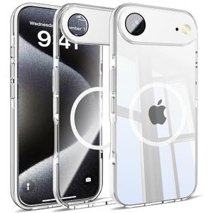Misscase for iPhone 17 Air Magnetic Case,[Military Drop Protection] Clear Hard Plastics Cover, Camera Lens Protector,Compatible with MagSafe,Anti Yellowing Full Protection Cases-White