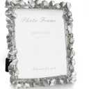 Cuspin Silver 8x10 Picture Frame, Vintage Silver Ornate Leaf Textured Hand-Crafted Resin with Glass Front Antique Photo Frame for Tabletop Display, Retro Design Home Decor